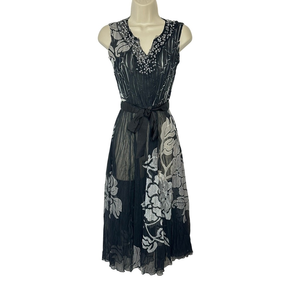 Komarov Sheer Floral Pleated Dress Womens S Whimigoth